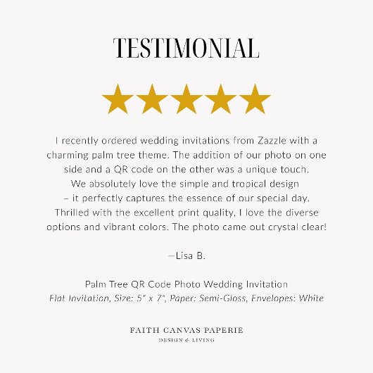 Palm Tree QR Code Foto Bruiloft uitnodiging