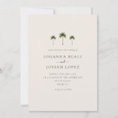 Palm Tree QR Code Photo Wedding Invitation Kaart (Voorkant)