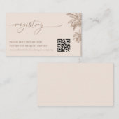 Palm Tree QR Code Wedding Gift Registry Informatiekaartje (Voorkant / Achterkant)