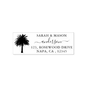 Palm Tree Return Address Self Inking Rubber Stamp Zelfinktende Stempel