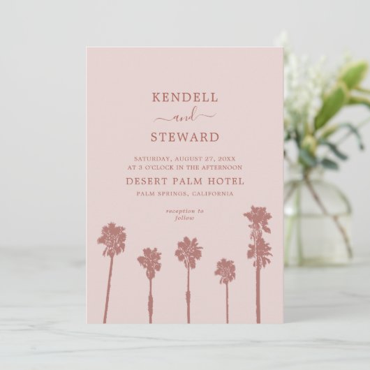 Palm Tree Romance Suite Bruiloft Kaart (Staand voorkant)
