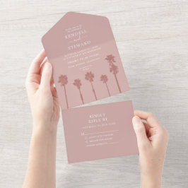 Palm Tree Romance Wedding Suite All In One Uitnodiging
