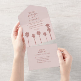 Palm Tree Romance Wedding Suite All In One Uitnodiging