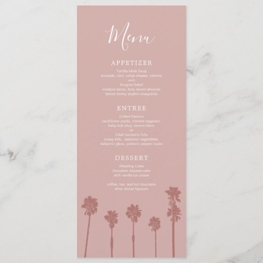 Palm Tree Romance Wedding Suite Menu (Achterkant)
