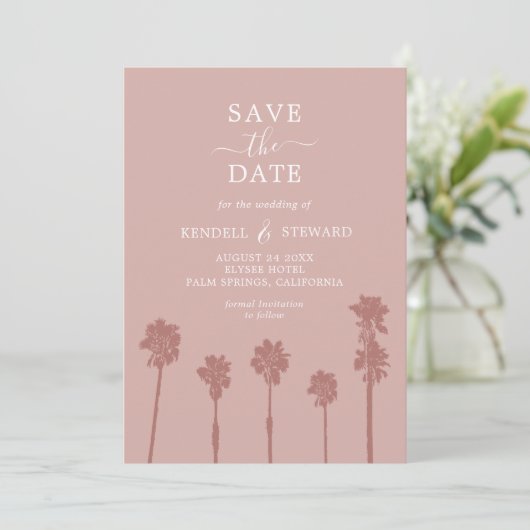 Palm Tree Romance Wedding Suite Sla de datum op Save The Date (Staand voorkant)