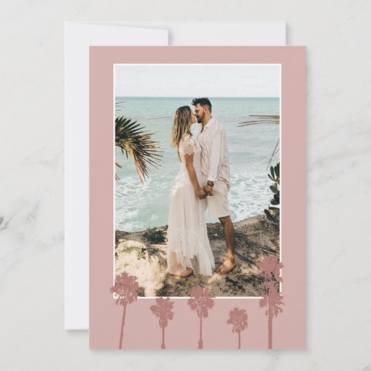 Palm Tree Romance Wedding Suite Sla de datum op Save The Date (Achterkant)