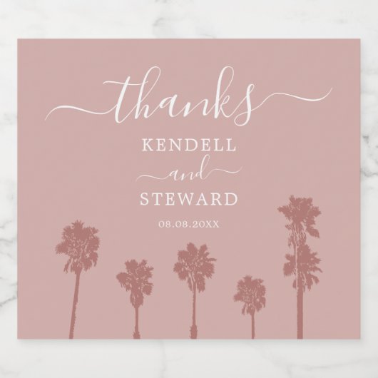 Palm Tree Romance Wedding Suite Sparkling Wijnetiket (Enkel label)