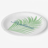 Palm Tree Sage Green Waterverf Leaders Name Papieren Bordje (Gekanteld)