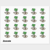 Palm Tree Sandy Beach Ronde Sticker (Vel)