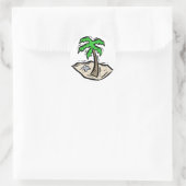 Palm Tree Sandy Beach Ronde Sticker (Tas)