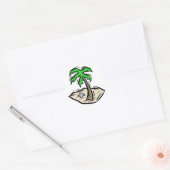 Palm Tree Sandy Beach Ronde Sticker (Envelop)