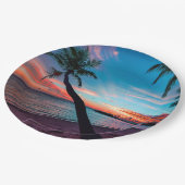Palm Tree Sandy Beach Tropical Paradise Island Papieren Bordje (Gekanteld)