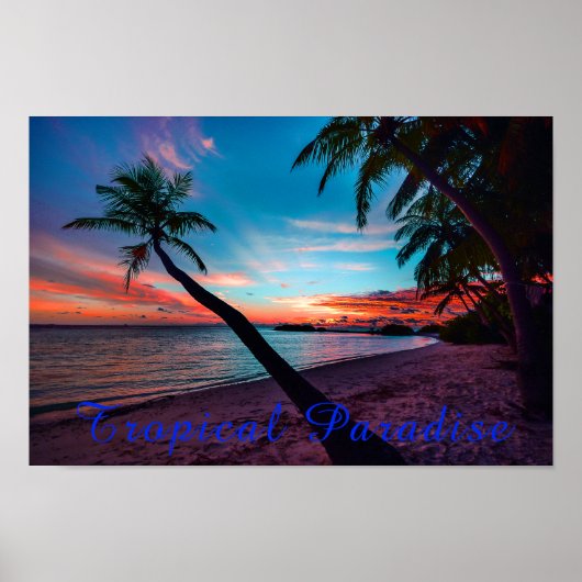 Palm Tree Sandy Beach Tropical Paradise Island Poster (Voorkant)
