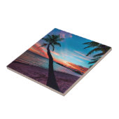 Palm Tree Sandy Beach Tropical Paradise Island Tegeltje (Zijkant)