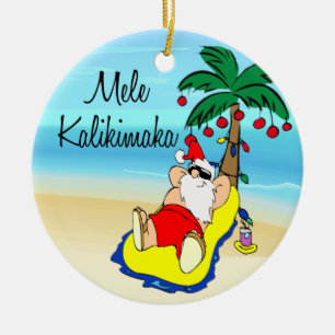 Palm Tree Santa Hawaiian kerstversier Keramisch Ornament