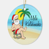 Palm Tree Santa Hawaiian kerstversier Keramisch Ornament (Links)