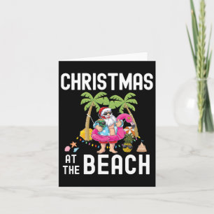 Palm Tree Santa Surfing Zomer Kerstmis op het bed Kaart