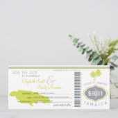 Palm Tree Save the Date Boarding Pass Jamaica (Staand voorkant)