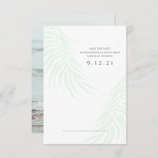 Palm Tree Save the Date Wedding Photo Card (Voorkant / Achterkant)