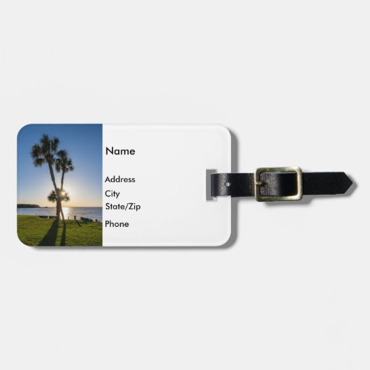 Palm Tree Scissors Silhouette Luggage Tag Bagagelabel (Voorkant horizontaal)