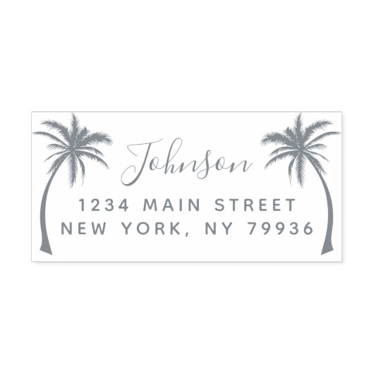 Palm Tree Script Achternaam Retouradres Zelfinktende Stempel (Design)