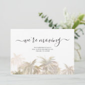 Palm Tree Script Moving Announcard Bedankkaart (Staand voorkant)
