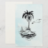 Palm Tree & Seagull op aantekeningen Briefpapier (Voorkant / Achterkant)
