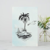Palm Tree & Seagull op aantekeningen Briefpapier (Staand voorkant)