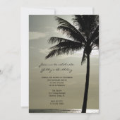 Palm Tree Silhouette Beach Birthday Party Kaart (Voorkant)