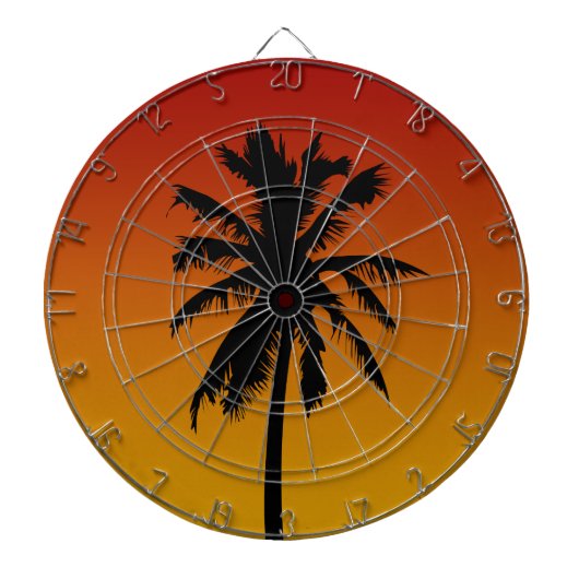 Palm Tree Silhouette Beach Thema Dart Board Dartbord (Voorkant)