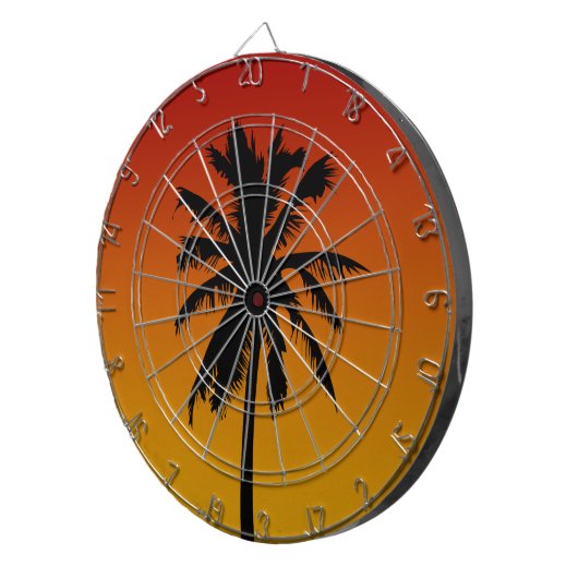 Palm Tree Silhouette Beach Thema Dart Board Dartbord (Voorkant Rechts)