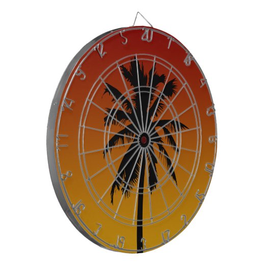 Palm Tree Silhouette Beach Thema Dart Board Dartbord (Voorkant Links)