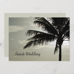 Palm Tree Silhouette Beach Wedding Kaart