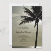 Palm Tree Silhouette Beach Wedding Kaart (Voorkant)