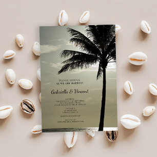 Palm Tree Silhouette Beach Wedding Kaart