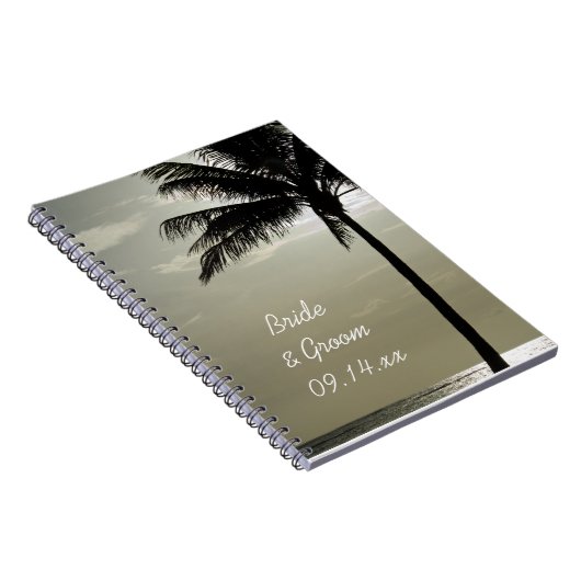 Palm Tree Silhouette Beach Wedding Notitieboek (Rechterzijde)