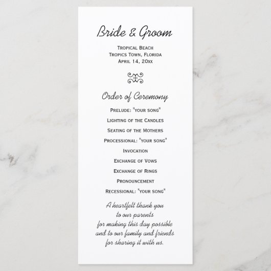 Palm Tree Silhouette Beach Wedding Programme Programmakaart (Voorkant)