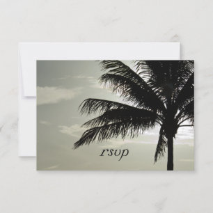 Palm Tree Silhouette Beach Wedding RSVP Response Kaartje