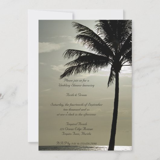 Palm Tree Silhouette Beach Wedding Shower Kaart (Voorkant)