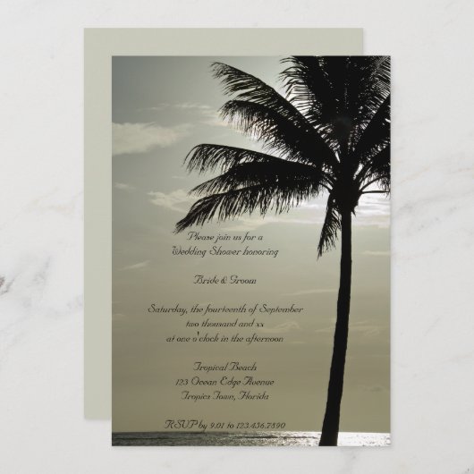 Palm Tree Silhouette Beach Wedding Shower Kaart (Voorkant / Achterkant)