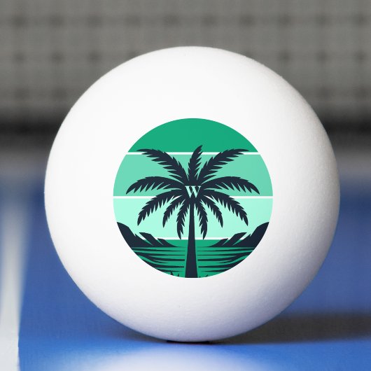 Palm Tree Silhouette Black Striped Green Monogram Pingpongbal
