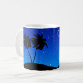 Palm Tree Silhouette, Evening Blue met sterren Koffiemok (Voorkant links)