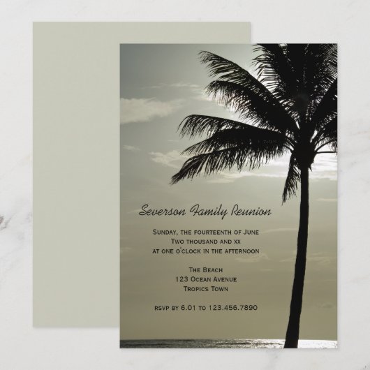 Palm Tree Silhouette Family Reunion Kaart (Voorkant / Achterkant)