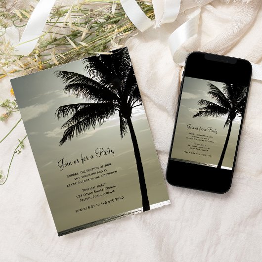 Palm Tree Silhouette General Party Invitation Kaart