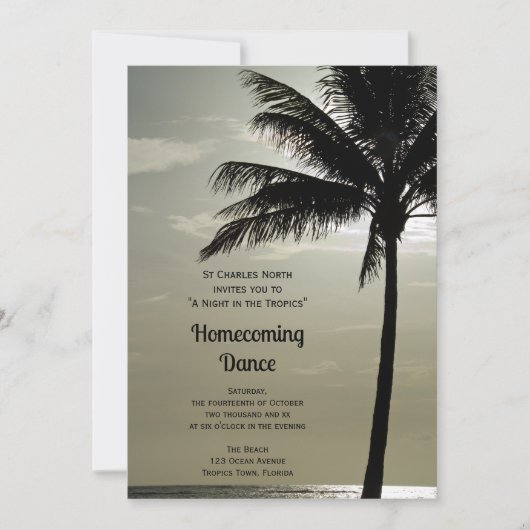 Palm Tree Silhouette Homecoming Dance Kaart (Voorkant)