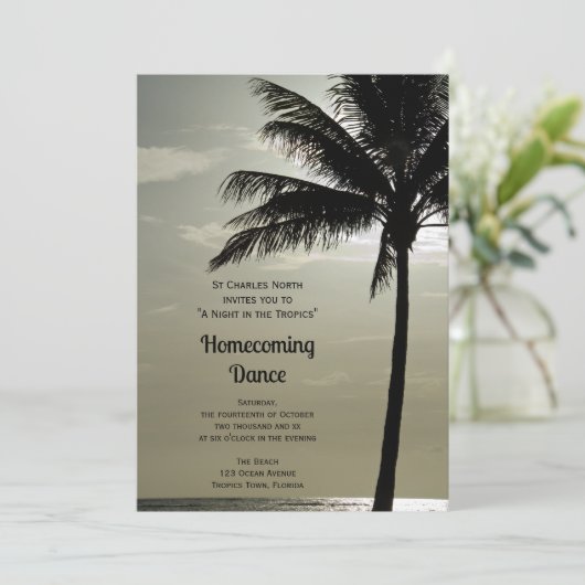 Palm Tree Silhouette Homecoming Dance Kaart (Staand voorkant)