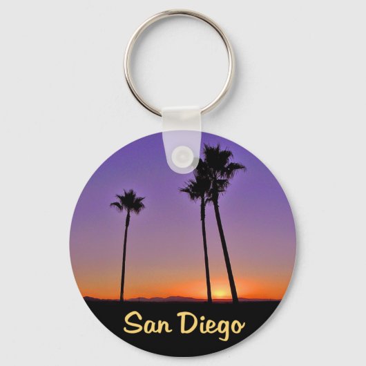 Palm Tree Silhouette in San Diego Sleutelhanger (Voorkant)