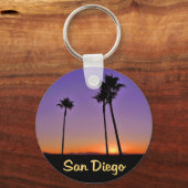 Palm Tree Silhouette in San Diego Sleutelhanger (Voorkant)