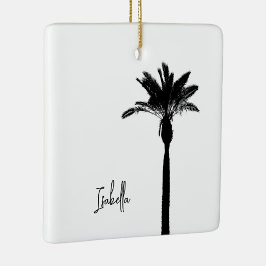 Palm Tree Silhouette NAME Travel Beach Coastal Keramisch Ornament (Rechts)