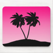 Palm Tree Silhouette op Dawn Pink Muismat (Voorkant)